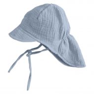Sapca pentru copii  din muselina cu cozoroc si protectie gat Kidizi Maitre jeans 3-18 luni
