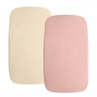 Set 2 cearceafuri din muselina cu elastic roata pentru patut cosleeper 90x50 cm Kidizi pink , bumbac 100%