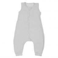 Sac de dormit copii de vara din muselina dubla cu picioare 6-18 luni Kidizi Light Grey, 0.3 tog, bumbac 100%