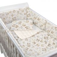 Set lenjerie matlasata 5 piese Kidizi Just Dreaming, include perna, plapumioara, cearceaf si 2 aparatori, culoare ecru