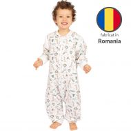 Sac de dormit copii cu picioare si maneci detasabile din bumbac flausat 18-36 luni Kidizi Safari,1 tog