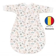 Sac de dormit cu maneci din bumbac flausat Kidizi Safari, 0-3 luni,  1 tog