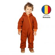 Salopeta overall din lana fiarta dublata cu bumbac, Kidizi Cooper 1-2 ani, prevazuta cu gluga si mansete transformabile in manusi