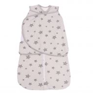 Sac de dormit bebelusi cu sistem de infasare din bumbac flausat Kidizi  Galaxy Grey, 0-6 luni, 1 tog