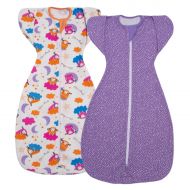 Set 2 sisteme de infasat transformabile in sac de dormit, 1-6 luni Kidizi Swaddel Confort UP Colors, 100% bumbac, 0.5 tog