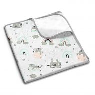 Aleza impermeabila bebelusi refolosibila 110x78 cm Kidizi Rainbow Cats, strat superior din bumbac