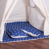 Cort copii stil indian Teepee Dark Blue Stars XXL, include covoras si 2 pernute